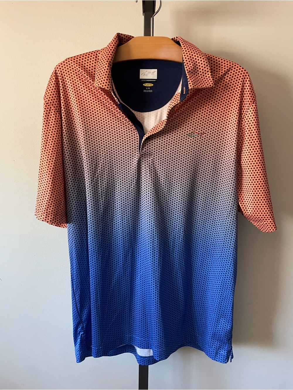 Greg Norman Play Dry Ombre Geometric Polo Golf Shirt Mens Large
